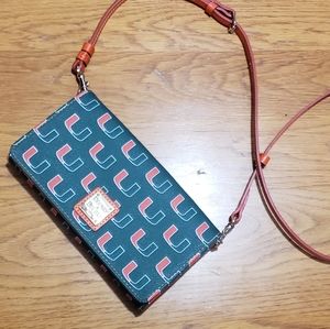 Dooney & Bourke U of Miami Crossbody Wallet w/removable and adjustable strap